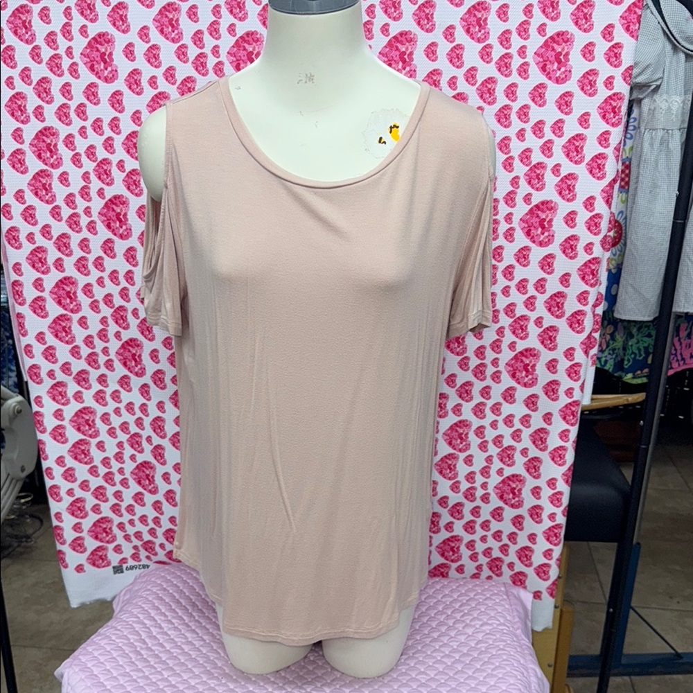 Women's Pink Cold Shoulder Top